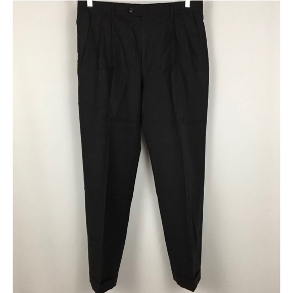 Santorelli Cuffed Pleated Charcoal Dress Pants 32 - Picture 1 of 9